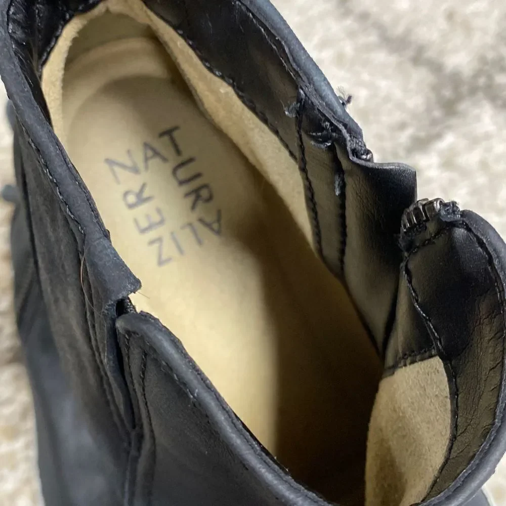 Naturalizer Black Leather Celeste Mid Top Sneaker Size 8
